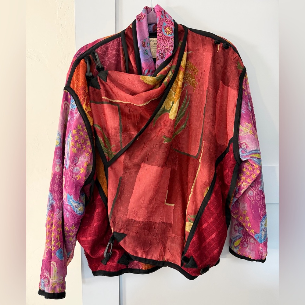 Miko Francisco Vintage 90’s Convertible Artsy Boho Silk Blend Multicolor Jacket